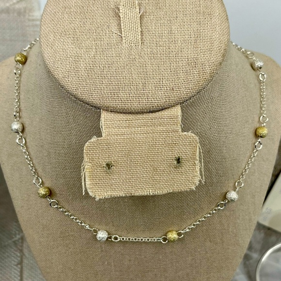 Milor Jewelry - Vintage Milor Italy .925 Sterling Silver & Gold-Plated Stardust Bead Necklace